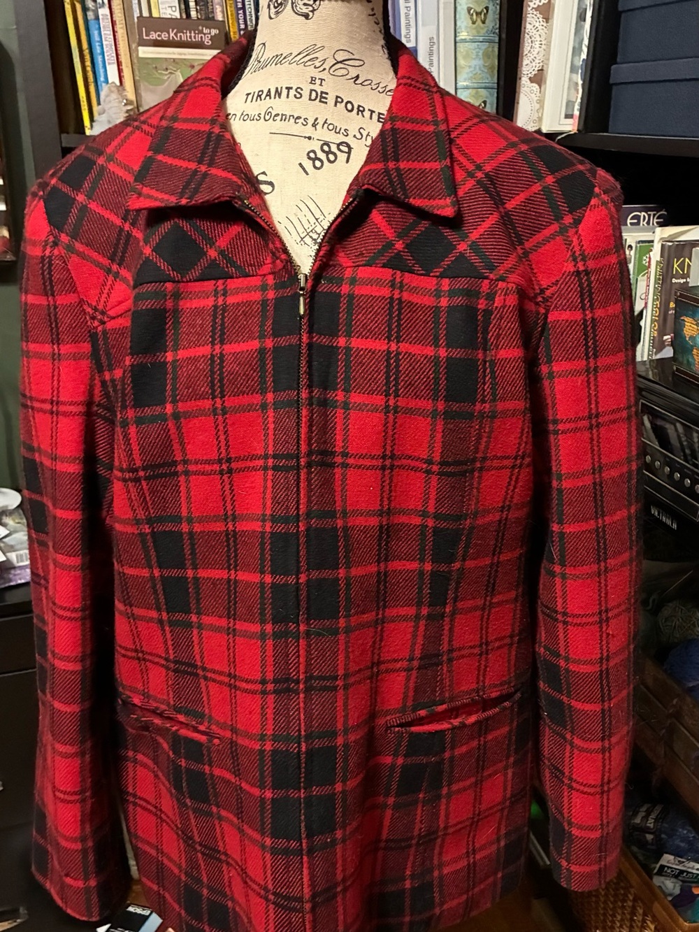Norton McNaughton Red and Black Plaid Zip Jacket